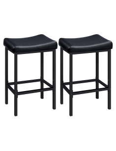 Juego de 2 Taburetes de Bar HOOBRO Negro 63 cm Altura