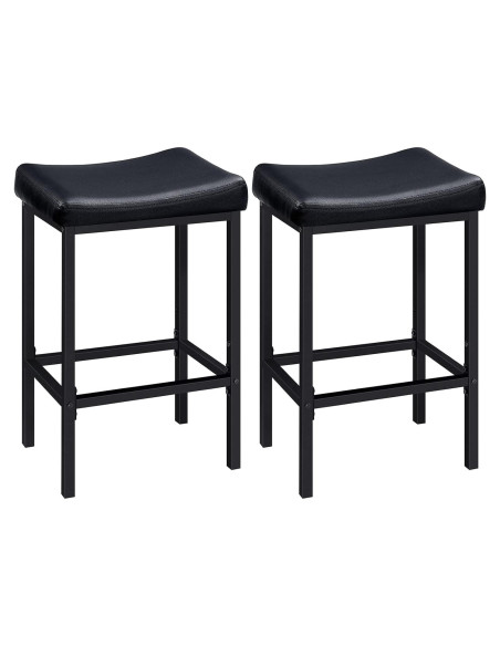 Juego de 2 Taburetes de Bar HOOBRO Negro 63 cm Altura