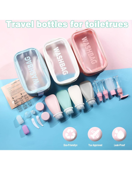 Juego de Botellas de Viaje 18 Piezas DingCo Aprobado TSA