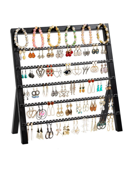 Organizador de Pendientes Emfogo de Madera Rústica 6 Niveles