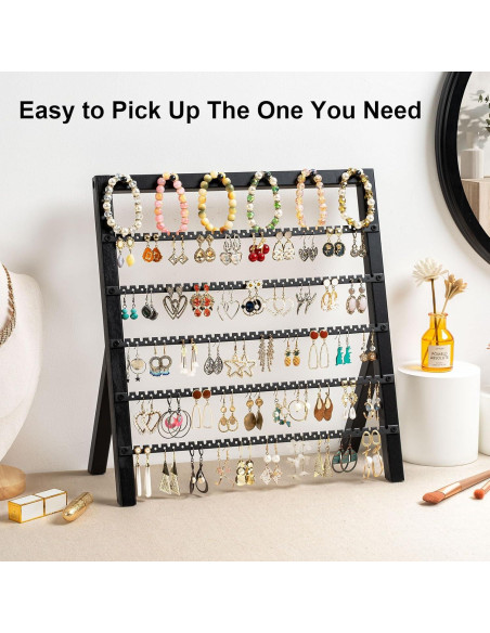 Organizador de Pendientes Emfogo de Madera Rústica 6 Niveles