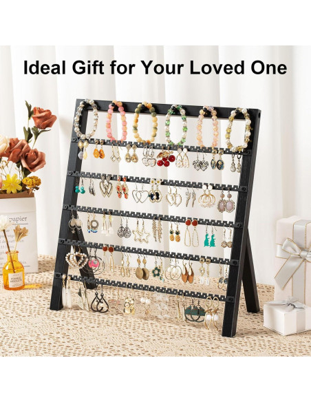 Organizador de Pendientes Emfogo de Madera Rústica 6 Niveles