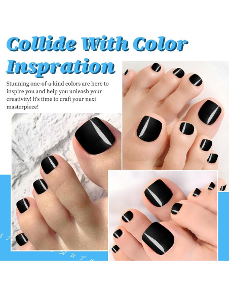 120 Uñas Postizas Cortas para Dedos de los Pies Lifextol - Negro