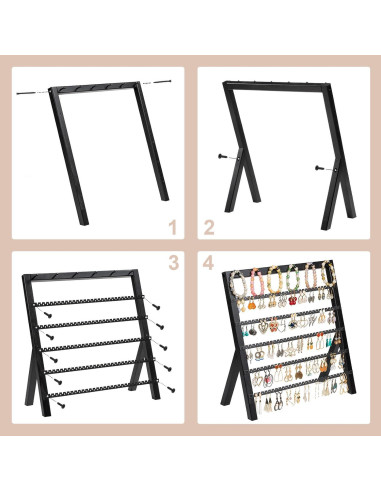 Organizador de Pendientes Emfogo de Madera Rústica 6 Niveles