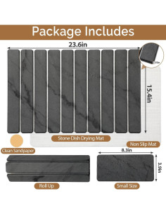 Alfombrilla de Secado de Piedra Linidcoud 61x41 cm y 20x10 cm 2