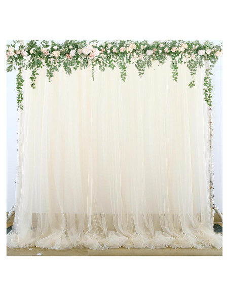 Cortina de fondo de tul champán 2 paneles 5ft x 8ft