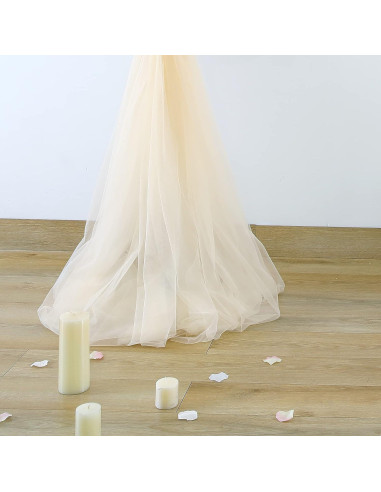 Cortina de fondo de tul champán 2 paneles 5ft x 8ft