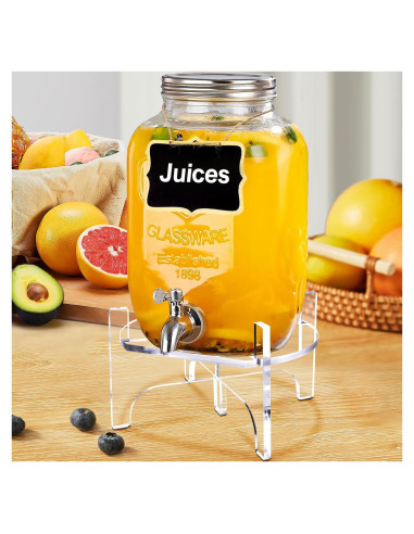 Dispensador de Bebidas de Vidrio BESHIGH 3.78L con Soporte Acrílico