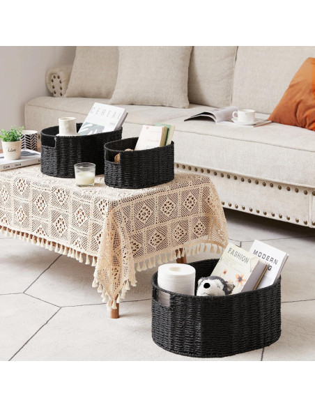 Juego de 3 Cestas de Mimbre Vagusicc Redondas 38.1x30.5 cm