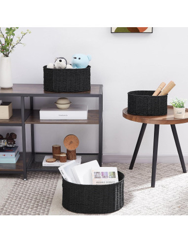 Juego de 3 Cestas de Mimbre Vagusicc Redondas 38.1x30.5 cm