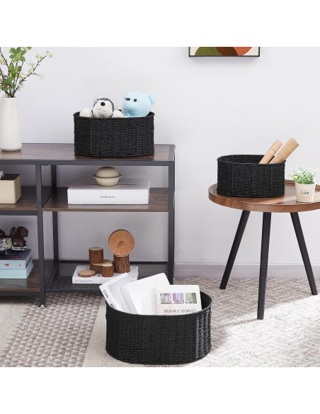 Juego de 3 Cestas de Mimbre Vagusicc Redondas 38.1x30.5 cm