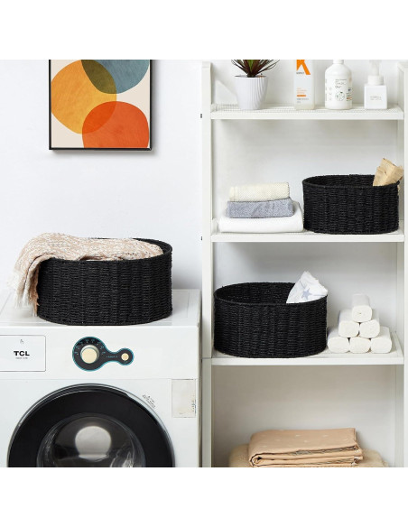 Juego de 3 Cestas de Mimbre Vagusicc Redondas 38.1x30.5 cm