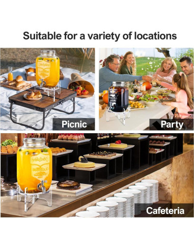 Dispensador de Bebidas de Vidrio BESHIGH 3.78L con Soporte Acrílico