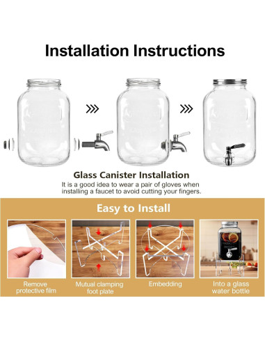 Dispensador de Bebidas de Vidrio BESHIGH 3.78L con Soporte Acrílico