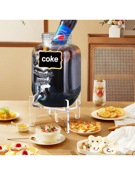 Dispensador de Bebidas de Vidrio BESHIGH 3.78L con Soporte Acrílico Dispensador de Bebidas de Vidrio BESHIGH 3.78L con Soporte Acrílico