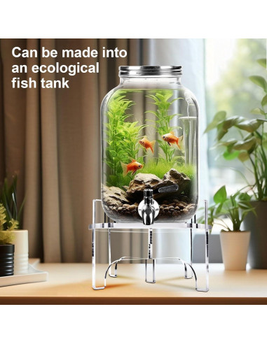 Dispensador de Bebidas de Vidrio BESHIGH 3.78L con Soporte Acrílico