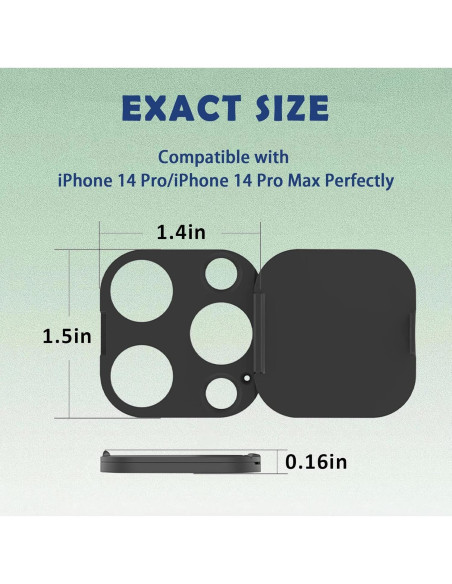 Cubierta de Cámara MakLuen para iPhone 14 Pro/Pro Max - Negro