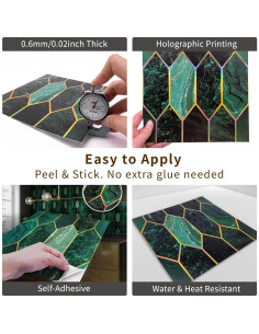 Azulejos Autoadhesivos Funlife 10Pcs Esmeralda 15x15cm 2