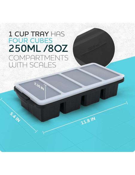 Bandeja de Congelador de Silicona Xomoo 2-Pack 1 Taza Apta Horno