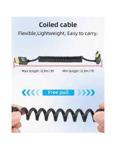 Cable HDMI Enrollado 8K 2.2FT YANBORONSN 270 Grados 2