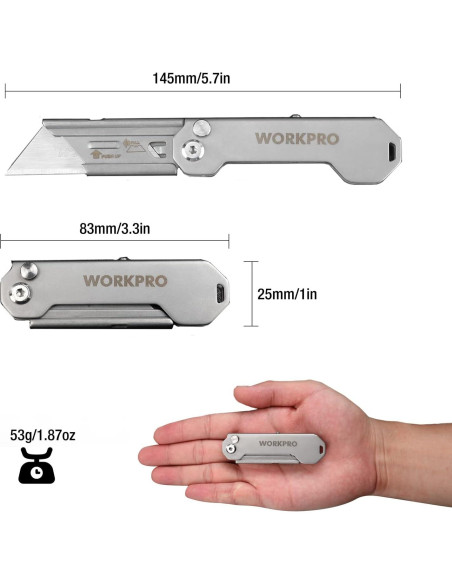 Cuchillo Utility Plegable WORKPRO Acero Inoxidable 14.5 cm Cuchillo Utility Plegable WORKPRO Acero Inoxidable 14.5 cm