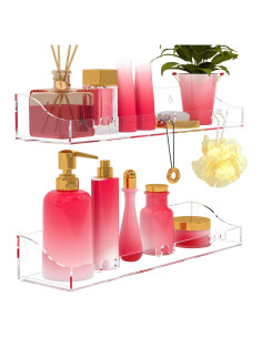 Estantes Acrílicos Flotantes XQIGI para Baño - 2 Piezas 38.1x10.2cm