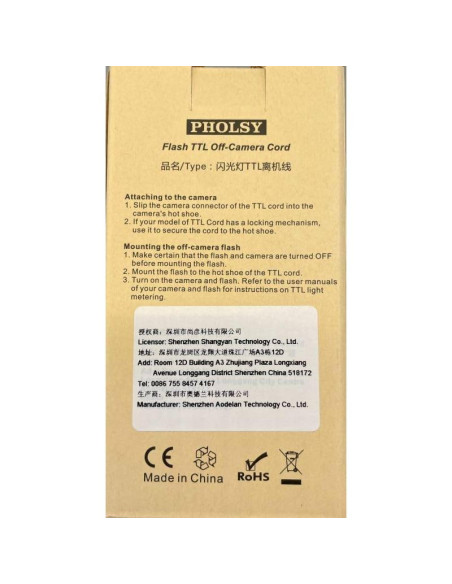 Cable de sincronización de flash PHOLSY TTL para Nikon - 2 m