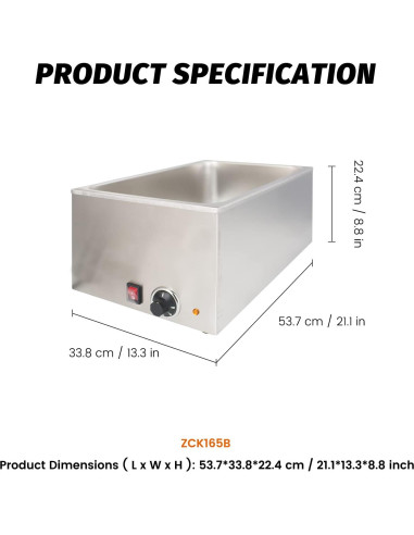 Calentador de Comida Comercial EASYROSE 1200W 53.9x33.8cm