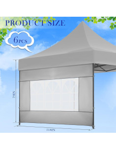 Windyun Paredes Laterales para Carpa 3x2m con Ventanas - Gris Claro 2