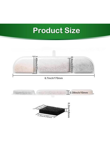 Filtro de Reemplazo para Fuente de Agua Gatos Opeth - 12 Filtros y 12 Esponjas