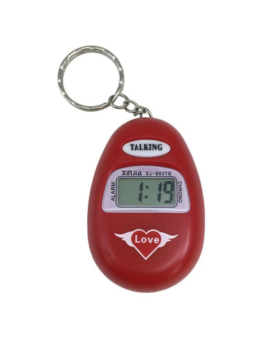 Reloj de Llavero VISIONU Rojo con Alarma y Voz en Español