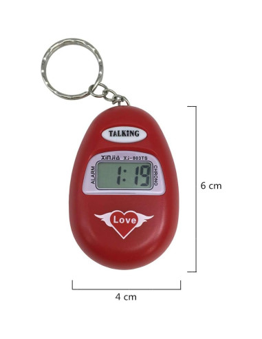 Reloj de Llavero VISIONU Rojo con Alarma y Voz en Español