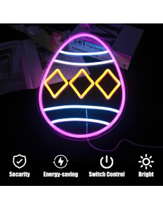 Luz de Neón Huevo de Pascua CKTBLEY 30x40 cm LED Decorativa 2