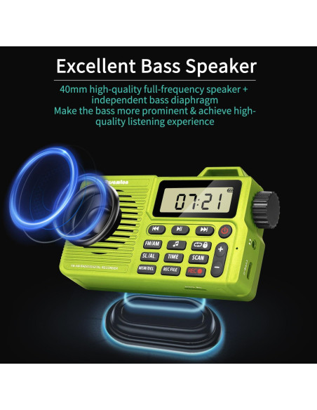 Radio Portátil AM/FM Rysamton con Bluetooth 5.0 y Grabadora