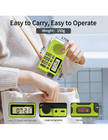 Radio Portátil AM/FM Rysamton con Bluetooth 5.0 y Grabadora