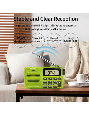 Radio Portátil AM/FM Rysamton con Bluetooth 5.0 y Grabadora
