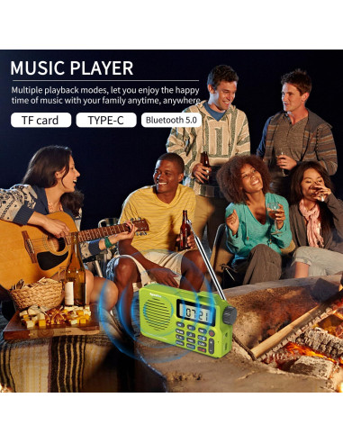 Radio Portátil AM/FM Rysamton con Bluetooth 5.0 y Grabadora