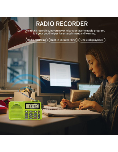 Radio Portátil AM/FM Rysamton con Bluetooth 5.0 y Grabadora