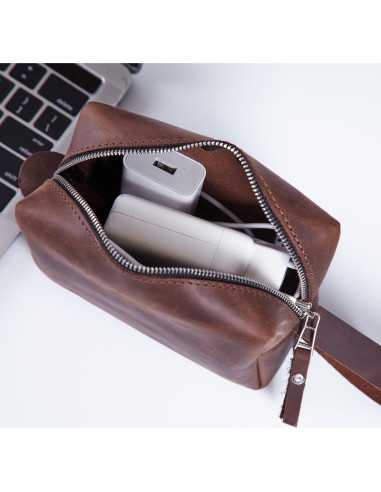 Organizador de Cables INCARNE Cuero Vintage Marrón 15x10cm