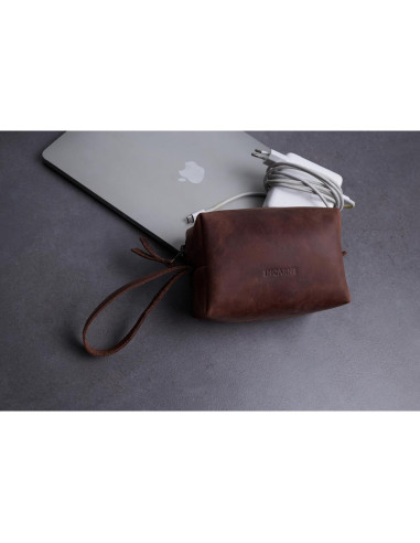 Organizador de Cables INCARNE Cuero Vintage Marrón 15x10cm