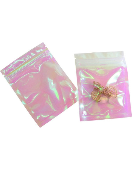100 Bolsas Ziplock Holográficas NATX 10x15cm Reutilizables