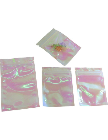 100 Bolsas Ziplock Holográficas NATX 10x15cm Reutilizables