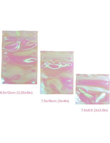 100 Bolsas Ziplock Holográficas NATX 10x15cm Reutilizables