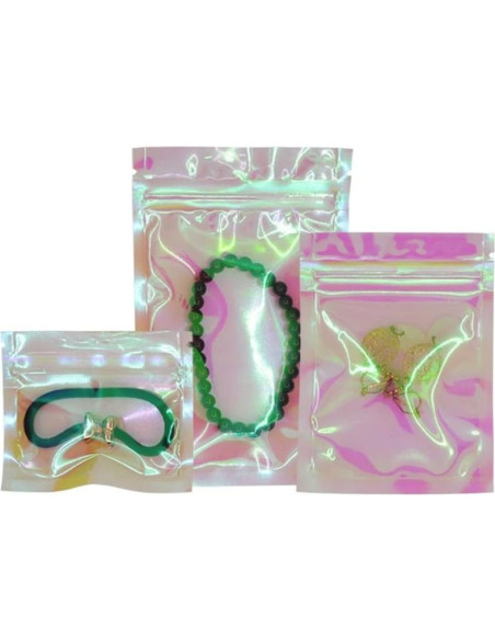 100 Bolsas Ziplock Holográficas NATX 10x15cm Reutilizables