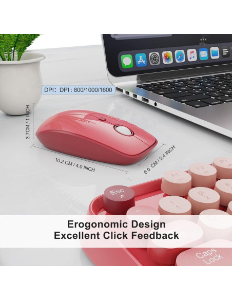 Combo Teclado y Ratón Inalámbrico FOPETT RosaBaya 2.4GHz