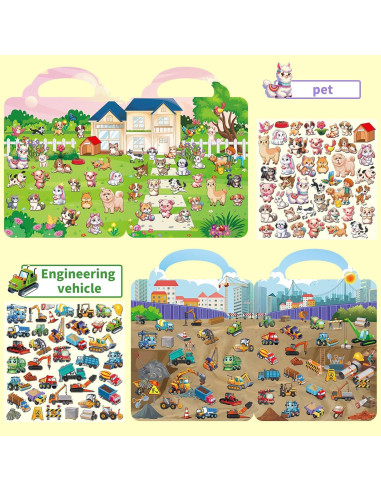 Set de 6 Libros de Pegatinas Reutilizables Kalysky 3D