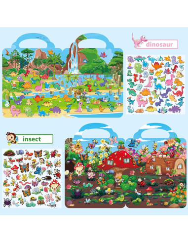 Set de 6 Libros de Pegatinas Reutilizables Kalysky 3D