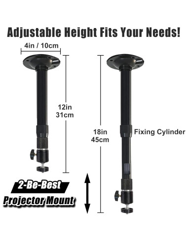 Soporte de Proyector 2-Be-Best Ajustable Techo/Pared Negro