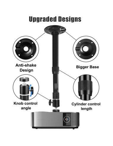 Soporte de Proyector 2-Be-Best Ajustable Techo/Pared Negro