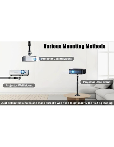 Soporte de Proyector 2-Be-Best Ajustable Techo/Pared Negro